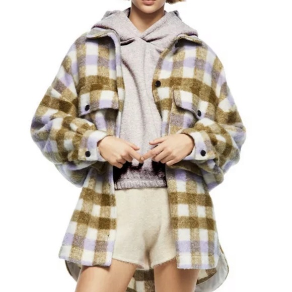 Zara Plaid Wool Blend Flannel Jacket - Picture 3 of 10